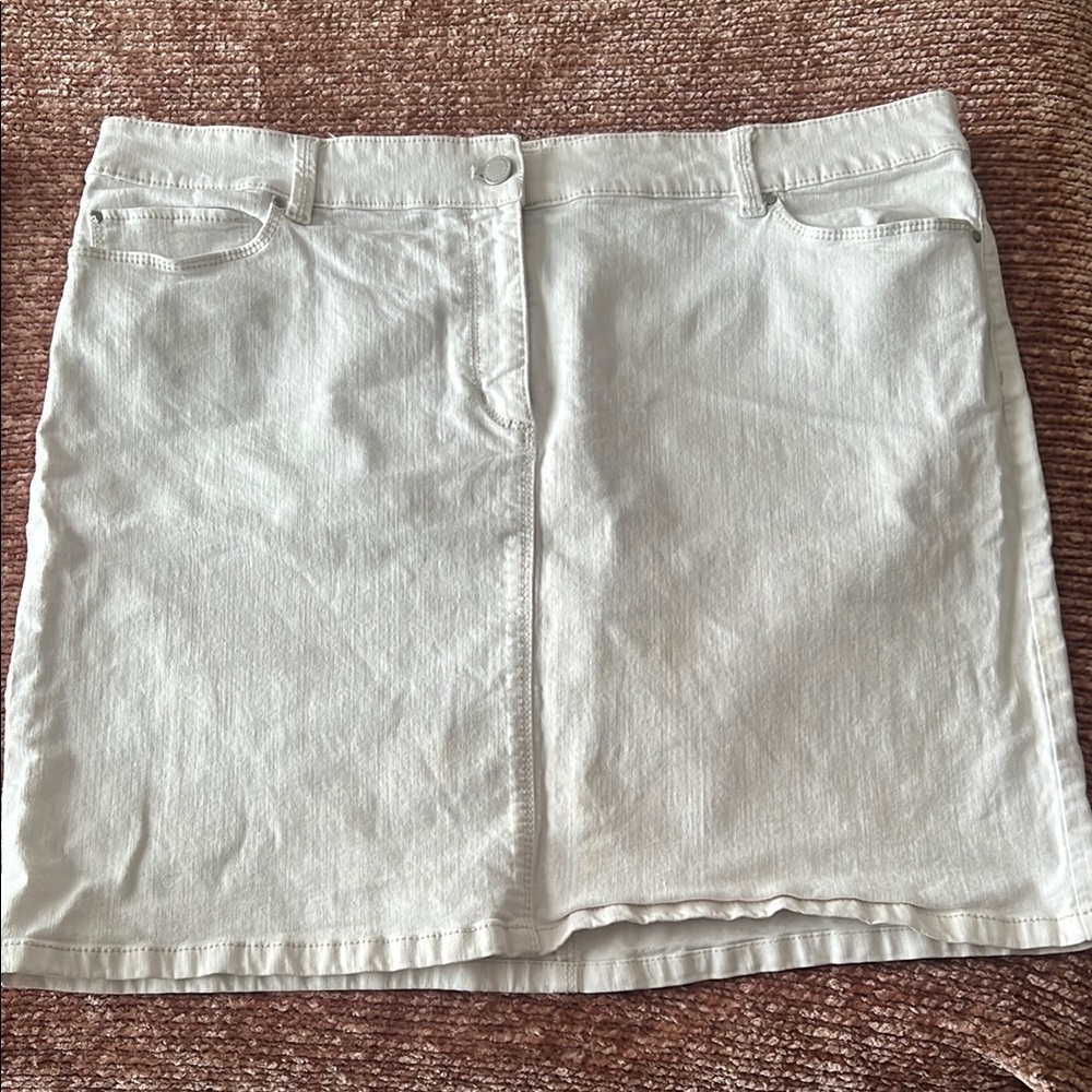 Classic White Denim Skirt